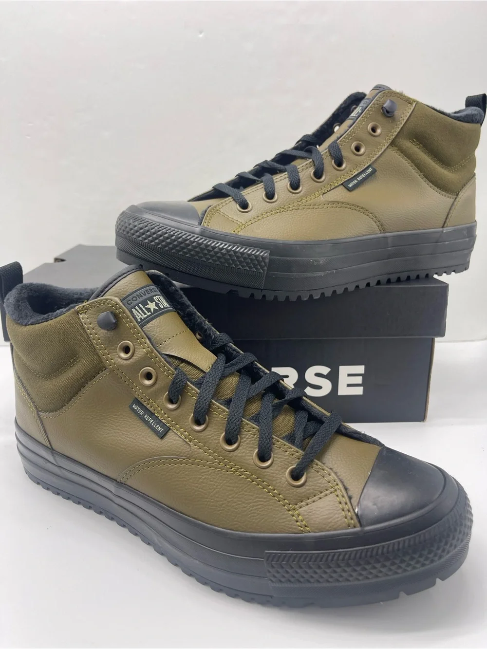 Converse Olive Green and Black High-Top Sneakers